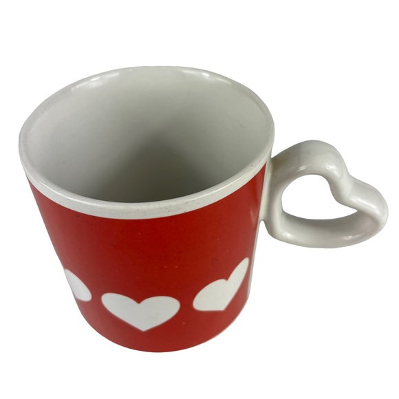 Vintage Valentines Heart-shaped Handle Unique Coffee Mug Cup Tea Love Red White - Picture 10 of 12